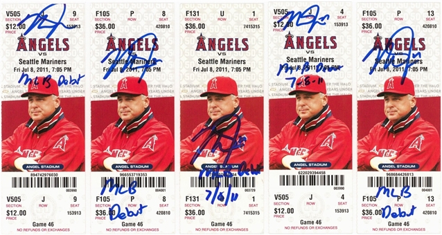 Lot of (5) Mike Trout Signed and Inscribed "MLB Debut" Full Tickets (MLB Authentication)